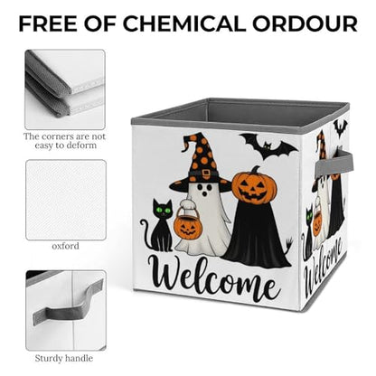 Welcome To Halloween Foldable Storage Box with Handle Organizer Containers for Home Office Clothes Office Supplies - color: style-9-1