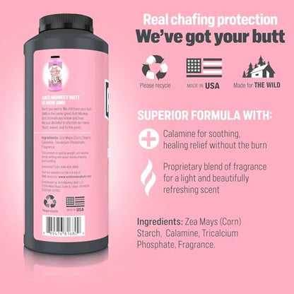 Anti Monkey Butt Body Powder for Women - Talc-Free Anti Chafing Powder for Sweat, Friction, & Itch Relief - Calamine Body-Powder-for Thigh Chafing, Skin Irritation, & Odor Control - 8 oz (Pack of 24) - size: 8 Ounce (Pack of 24)