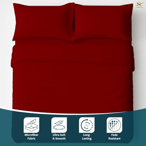 Shreem Linen Luxury 4 Piece Microfiber RV Sheet Set, Deep Pocket Fits Up to 10 inch, Soft, Wrinkle-Resistant, Camper, Travel Trailer Bedding, RV Full XL 48x80, Burgundy - color: Burgundy, size: RV Full XL - 48x80