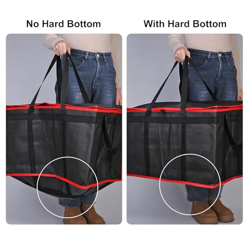 Bodaon Catering Bag with Removable Hard Bottom, XXX-Large Insulated Food/Pizza Delivery Bag for Delivery Drivers, Cooler/Hot Bags, Insulated Grocery Food Warmer Container Supplies (2Pk, Black + Red) - color: Black + Red, size: XXX-Large (With Hard Bottom)