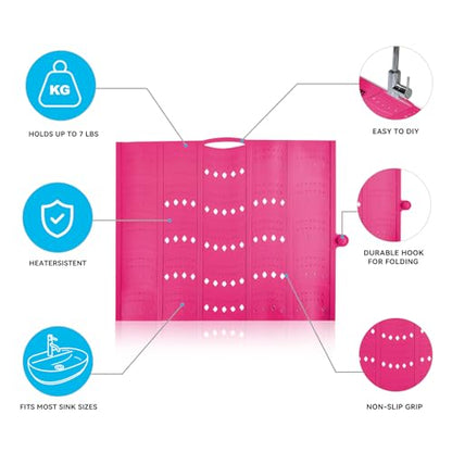 BRIAN & DANY Makeup Mat for Sink, Bathroom Sink Cover for Counter Space, Foldable Silicone Sink Mat Organizer Countertop RV Space Saver, Pink, 19.3" x 15.5" - color: Pink
