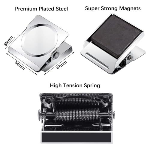 Magnetic Clips, 2.12 inches Heavy Duty Metal Magnet Clips for Hanging, 6 Pack Extra Strong Large Magnetic Clip for Whiteboard, Classroom, Office - size: 2.12"- 6 Pieces