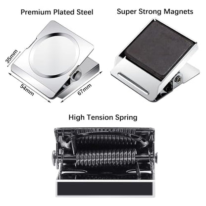 Magnetic Clips, 2.12 inches Heavy Duty Metal Magnet Clips for Hanging, 6 Pack Extra Strong Large Magnetic Clip for Whiteboard, Classroom, Office - size: 2.12"- 6 Pieces