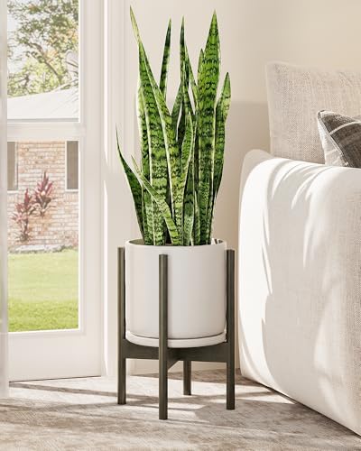 GENTINGBRO Adjustable Plant Stand Indoor, Bamboo Plant Stand Fits 8 9 10 11 12 Inches, Small Corner Planter Holder for Indoor Plants, Single Floor Plant Stands for Living Room Balcony, Tea Brown Tall - color: Tea Brown, size: 14.5 inches (Single)