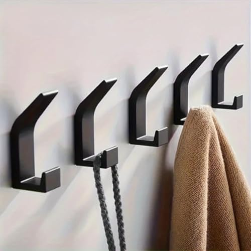 5PCS Dual-Hook Adhesive Wall Hooks – No-Drill Organizer for Coats, Towels & Home Use - White