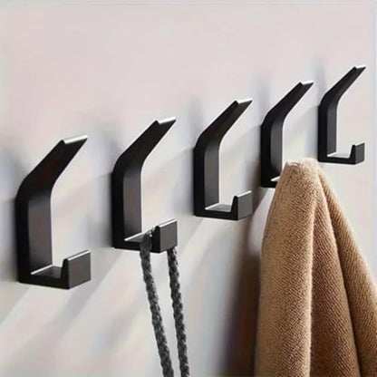 5PCS Dual-Hook Adhesive Wall Hooks – No-Drill Organizer for Coats, Towels & Home Use - White