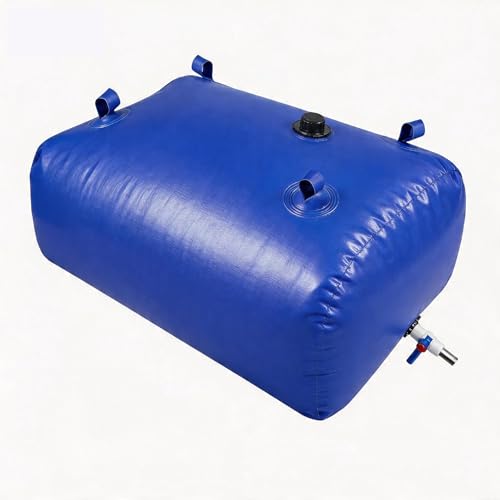 Water Storage Bladder Portable Heavy-Duty - 142Gal/540L with Stainless Steel Fittings, Leak-Proof & Durable – Portable Tank for Emergency, Farming, Irrigation Use（Glossy Surface） - color: A Glossy-blue Finish, size: 142Gal/540L