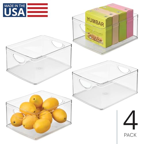 iDesign Plastic Stackable Kitchen Cabinet Storage Bin, Clear, 4-Pack | With Handles, Pantry Organizer - style: Pack of 4
