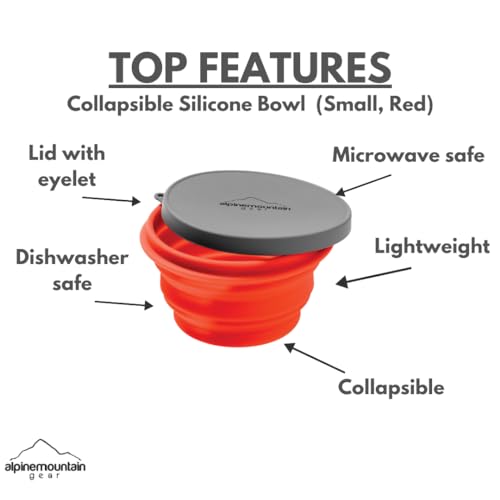 Collapsible Silicone Bowl with Lid for Camping and Backpacking - Camping Dishware Gear Essentials in Small/Red (Made by Caddis Sports) - color: Small (Red)