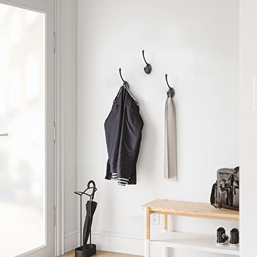 Heavy-Duty Metal Coat Hooks for Wall, 10-Pack Black Wall Mounted Hooks with 20 Screws, Double Robe Hooks for Coat, Hat, Robe, Towel, Entryway, Bathroom, Kitchen - color: 10PCS Black Long Hooks