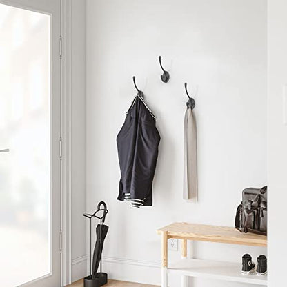 Heavy-Duty Metal Coat Hooks for Wall, 10-Pack Black Wall Mounted Hooks with 20 Screws, Double Robe Hooks for Coat, Hat, Robe, Towel, Entryway, Bathroom, Kitchen - color: 10PCS Black Long Hooks