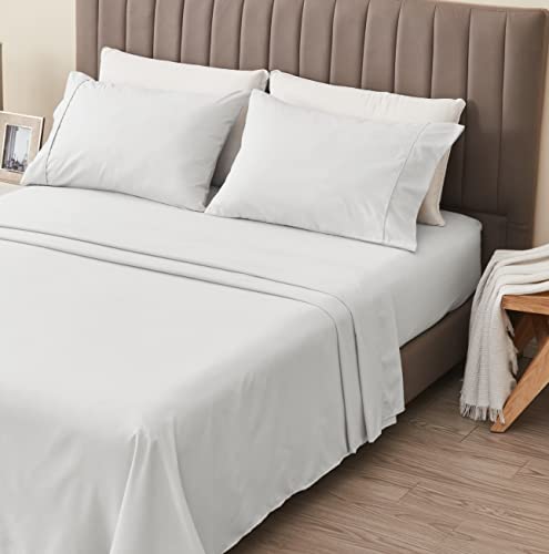 Great Bay Home 3-Piece Twin White Microfiber Sheet Set - Ultra-Soft, Brushed Bedding Sheets & Pillowcases - Wrinkle & Fade Resistant, All-Season Bed Sheets for Bed (Twin, White) - color: 23 - White, size: Twin