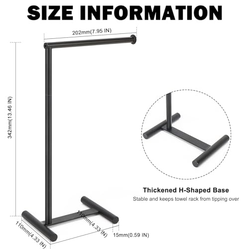 Livabber L-Shape Hand Towel Holder Stand, Metal Hand Towel Rack Modern Countertop Hand Towel Ring Standing Towel Bar for Bathroom Kitchen Vanity (Black)