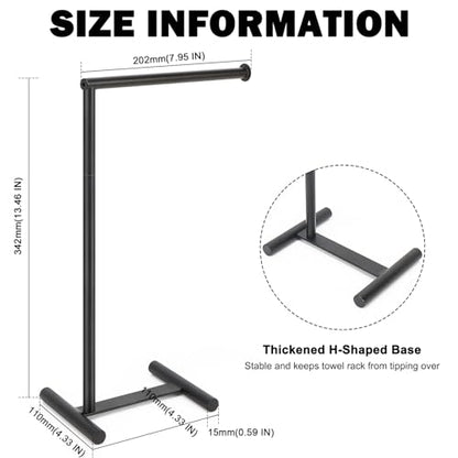 Livabber L-Shape Hand Towel Holder Stand, Metal Hand Towel Rack Modern Countertop Hand Towel Ring Standing Towel Bar for Bathroom Kitchen Vanity (Black)