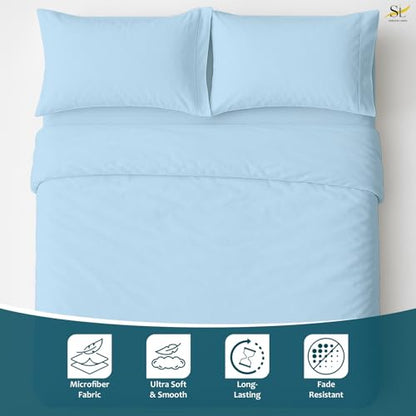Shreem Linen Luxury 4 Piece Microfiber RV Sheet Set, Deep Pocket Fits Up to 10 inch, Soft, Wrinkle-Resistant, Camper, Travel Trailer Bedding, 3/4 Full Bunk 48x75, Light Blue - color: Light Blue, size: 3/4 Full Bunk - 48x75
