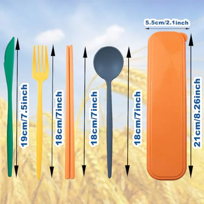 ELANE 4 Sets Reusable Travel Utensils Set with Case,Camping Cutlery Set Reusable Cutlery Set with Case,Utensil Sets for Lunch Picnic Daily Use Outdoor - color: color 1