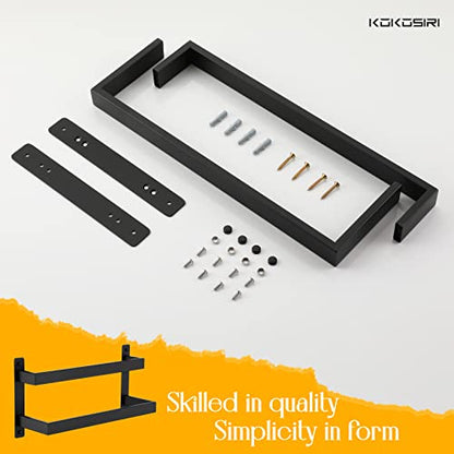 KOKOSIRI Towel Bars Black Bath Towel Holders 16 Inches Bathroom 2-Tiers Ladder Towel Rails Wall Mounted Towels Shelves Rack Stainless Steel, B5008BK-L16 - color: Matte Black, size: 16-Inch
