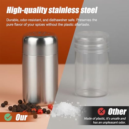 4Pcs Travel Salt and Pepper Shakers Mini, Travel Spice Containers with Leak-Resistant Caps, Portable Spice Containers, Leak-Proof for Camping, Lunch Box, Kitchen, Picnic (1.9 x 0.98 Inch)