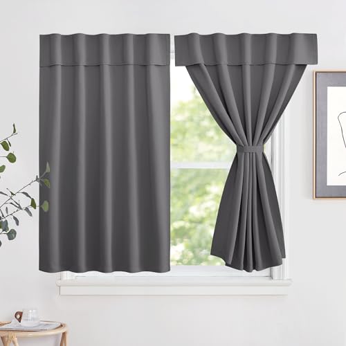 NICETOWN Portable No Drill Privacy Blackout Thermal Curtain Black 52" W x 48" L, Self-Adhesive Easy Install Short Window Cover for Bathroom, Basement, Storage, Cupboard, 1 PC - color: Grey, size: 52"W x 48"L (Pack of 1)