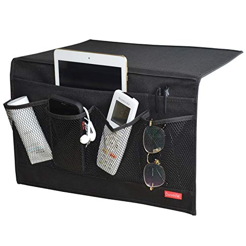 6 Pockets Bedside Storage Organizer, Bedside Caddy, Table Cabinet Storage Organizer, TV Remote Control, Phones, Magazines, Tablets, Accessories (Light Black) - color: Light Black