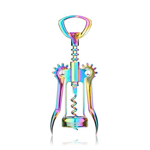 Blush Winged Corkscrew, Iridescent Bottle Opener, Cork Remover, Rainbow Wine Gift Accessory, Mirage, Set of 1 - style: Winged Corkscrew