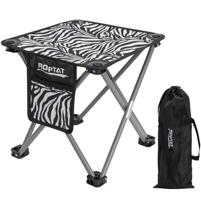 Roptat Portable Folding Compact Lightweight Camping Stool Seat for Camping Fishing Hiking Gardening Outdoor Walking Backpacking Travelling and Beach with Carry Bag (Zebra) - color: Zebra