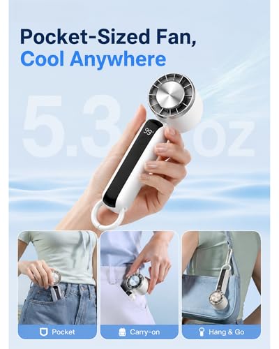 Portable Handheld Fan with Ice Cooling, 3 Speed Dual Turbo Fan, 3000mAh Rechargeable Battery, LED Digital Display, Personal Cooling Fan for Travel Commute Office Outdoor(F23) - color: F23