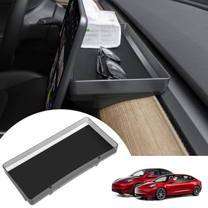 for Tesla Model Y Upgrade Behind Screen Storage Box Dashboard Hidden Organizer Tray Non-Slip Sunglass Card Holder for 2021-2023 Tesla Model 3 and 2021-2025 Model Y (Not fit 2025 Juniper) - size: 2021-2023Model3 & 2021-2025Model Y(Not fit Juniper