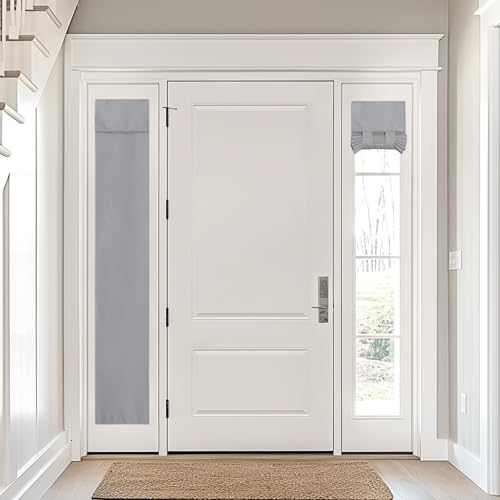 NICETOWN Door Window Covering, Room Darkening Blackout Window Curtain Energy Efficiency Sidelight Curtains Tie Up Shades for Front Back Door, W12 x L72 inch, Dove Grey, 1 Panel - color: Dove Gray, size: 12"W x 72"L (Pack of 1)