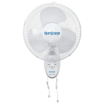 Hurricane 16" Supreme Oscillating Wall Mount Fan w/ 3 Quiet Speeds, White - Corded Electric Air Cooling Unit w/ Easy Pull Cord Controls for Homes, Greenhouses, Garages, Workshops & Gyms - style: 16" Supreme