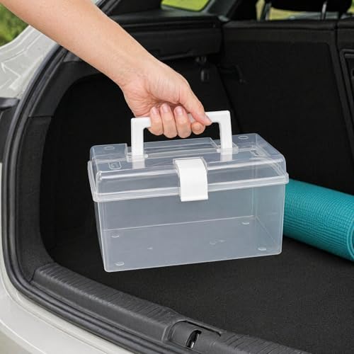 Beavorty Portable First-aid Box Medicine Storage Organizer Medicine Holder Buckle Design for Home Use to Carry Medication Container White
