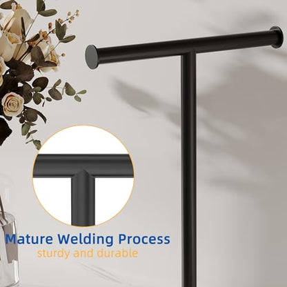 RUACQ Hand Towel Stand, 16" T-Shape Hand Towel Holder Stand for Bathroom, Kitchen and Countertop Towel Holder 304 Stainless Steel Hand Towel Rack with Weighted Base (Matte Black) - color: Matte Black, size: Tall - 16''