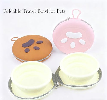 Collapsible Dog Bowls,2-in-1 Pet Bowls with Zipper Carrying Case and Carabiner Clip for Traveling Hiking Camping Walking,Light Green - color: Light Green