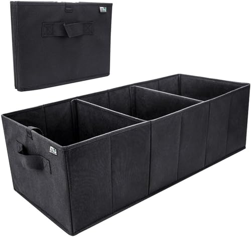 MIU COLOR Trunk Organizer for SUV, Sturdy Car Organizer, Non-Slip Bottom, Folded Storage Organizer for Sedan, Van, Jeep, Grocery, Car Organization for Men, Women, Large 3 Compartments, Classic Blk - color: Black, size: Large