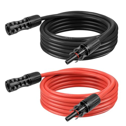 8 AWG Solar Extension Cable 15FT Black + 15FT Red, 8 Gauge Solar Panel Wire Male to Female Tinned Copper Wire for Solar Panel, Automotive, RV, Boat, Outdoors - size: 8AWG 15FT