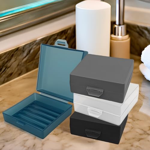 Soap Container, Shower Square Bar Holder Fit Handmade Soap, Travel Soap Case (Transparent black) - color: Transparent Black