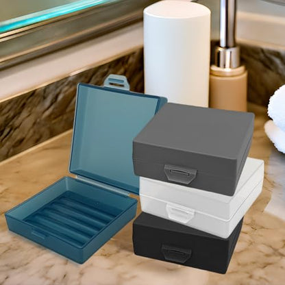 Soap Container, Shower Square Bar Holder Fit Handmade Soap, Travel Soap Case (Transparent black) - color: Transparent Black