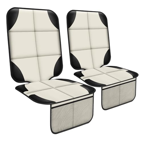 XHYANG Car Seat Protector 1 Pack Car Seat Cushion Mat Thickest Padding,Waterproof 600D Fabric Car Seat Covers for Non-Slip Backing Mesh Pockets for Baby and Pet (Beige, 2 Pcs) - color: Beige, size: 2 Pcs