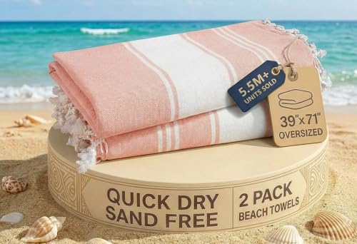LANE LINEN Large Pool Towels, XL Beach Towel 2 Pack, Pre-Washed, No Shrink, Quick Dry Oversized Beach Towels, Stylish Beach Towel for Women, Sand Free Towel, 39"x71" - Quartz Pink - color: 24: Quartz Pink, size: Pack of 2
