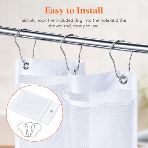 Lifewit Cruise Essentials Shower Caddy Must-Have, 9 Pockets Hanging Bathroom Organizer with Quick-Dry Mesh, Portable Shower Bag to Storage Soap, Shampoo, for RVing, Travel, Camping, White, 2 Packs - size: 14" x 34"