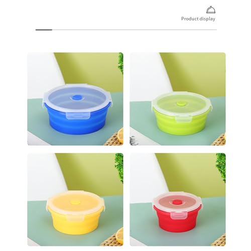 RoseFlower 4PCS Collapsible Bowl Sets, Portable Round Silicone Collapsible Bowls for Camping, Camping Dishes with Lids for Dishwasher, Freezer, Microwave Safe Containers, Camping Essential