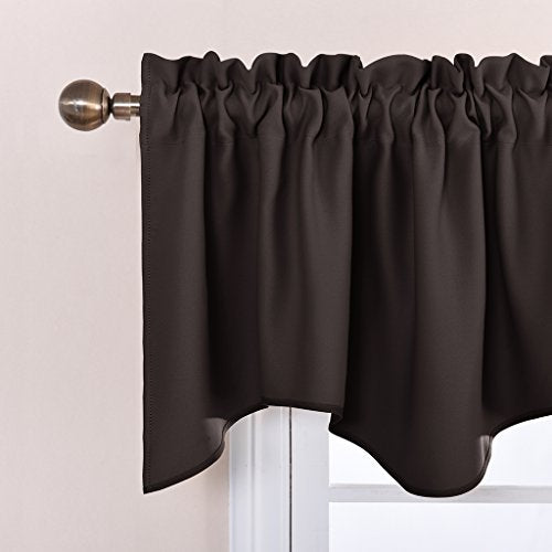 NICETOWN 2 Panels Kitchen Window Valances Farmhouse Style Window Treatment Thermal Insulated Room Darkening Curtain Valances Rod Pocket for Bedroom/Living Room, 42 x 18 inch Long, Coffe Brown - color: Toffee Brown, size: 42"W x 18"L (Pack of 2)