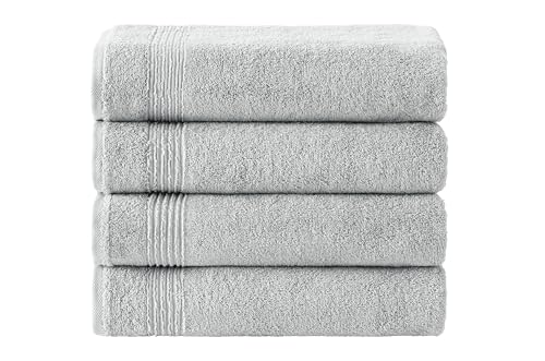 Ozdilek 4-Piece Bath Towels, 27x54, 100% Turkish Cotton, Luxury Quick Dry, Extra Large, Fade-Resistant, Eco-Friendly, Spa Towel, Comfortable (Grey) - color: Grey