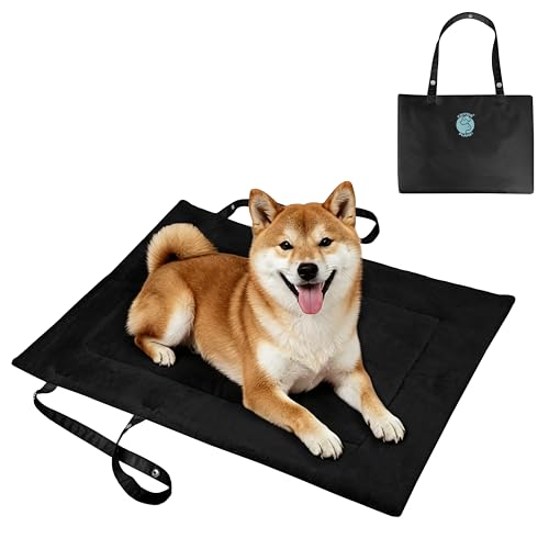 Catalonia Classic Waterproof Dog Mat, Portable Reversible Pet Travel Mat, Pet Cushion Pad with Handle for Small Medium Dogs Cats, Indoor or Outdoor - color: Black, size: M(31.5x23.6 inch)