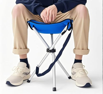 Folding Camping Stool,16.5" Folding Camping Chairs,Portable Tripod Seat,Outdoor Travel Tall Chair for Camping Walking Hunting Hiking Fishing Mountaineering Picnic Beach BBQ Garden Lawn(Blue) - color: Blue