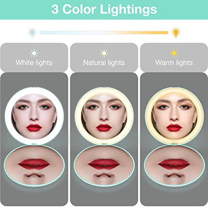 wobsion 10X Magnifying Tabletop Mirror, 4 Inch Round, Glass, ABS - color: 4inch Rechargeable Cyan