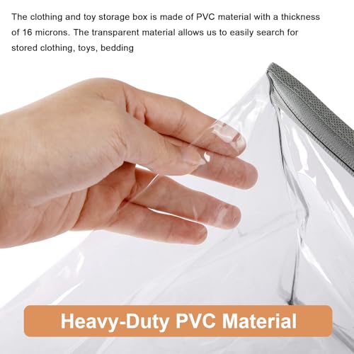4 Pack Clear Zippered Storage Bags for clothes - 40L Waterproof PVC Bags for Comforter, Blanket, Bedding, Linen, Duvet, Stuffed Animals, Extra Large Toy Storage Bag, Closet Organizer Bag (Grey)