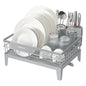 SONGMICS Dish Drying Rack, Kitchen Dish Rack with Drainboard, 360° Rotatable and Extendable Spout, with Cutlery Holder, 12.2 x 16.5 x 7.3 Inches, Dove Gray UKCS550G01 - color: Dove Gray, style: with Drainboard