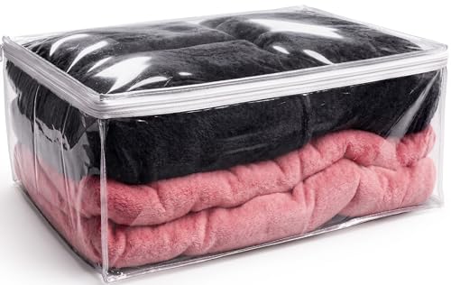 Handy Laundry Comforter Storage Bag – Large 90L Clear Zippered Organizer for Blankets, Bedding, Clothes & Pillows, Durable Plastic Storage for Closet, Moving, Under Bed – Dust & Moisture Protection - color: Clear 1-Pack
