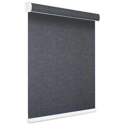 Changshade Custom Size Cordless Roller Shades, Light Filtering Roller Window Blinds with Thermal Insulated for Office, Living Room, Bedroom, Kitchen, Veins Black - color: 20%blackout-veins Black